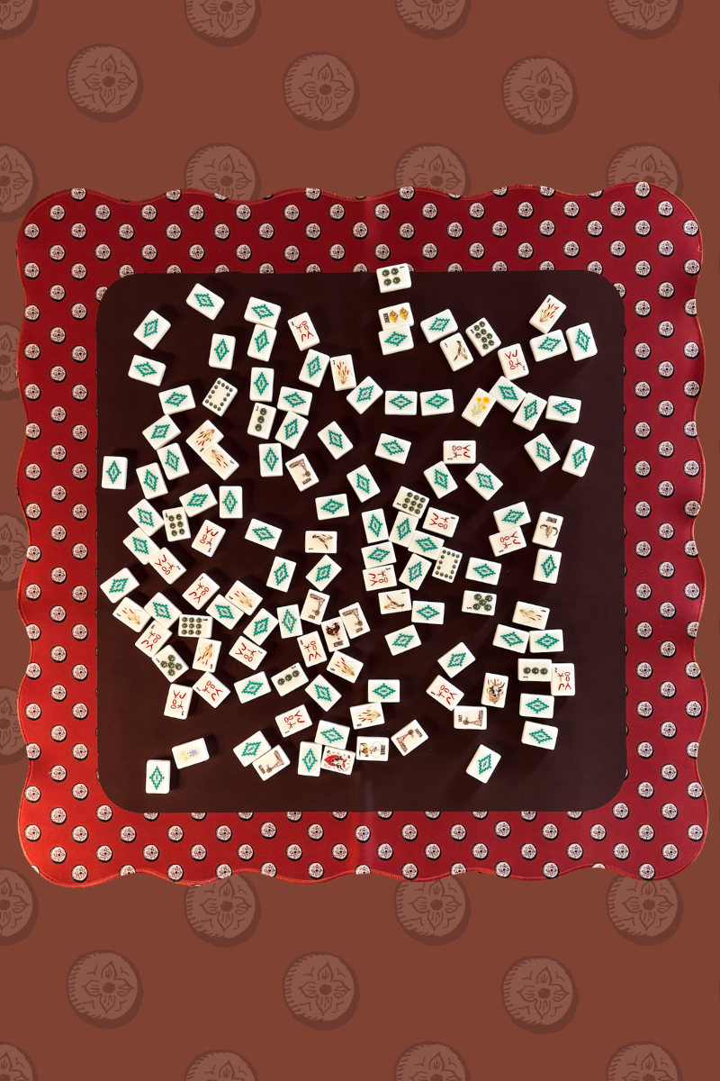 Wild West Mahjong SET, includes Tiles, Racks (4), Tile bag, and Mat