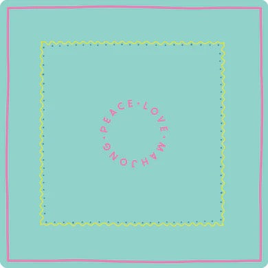 Peace Love Mahjong Mat Light Aqua with Yellow & Pink