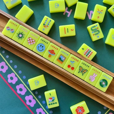 Peace Love Mahjong Mod Chartreuse Mahjong Tiles + Tile Pouch + Dice