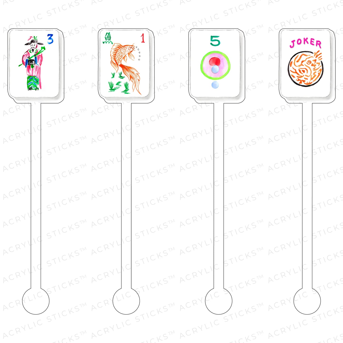 LET'S PLAY MAHJONG ACRYLIC STIR STICKS