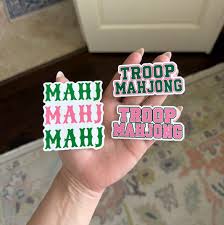 Mahj Mahj Mahj Green & Pink Sticker by Troop Mahjong