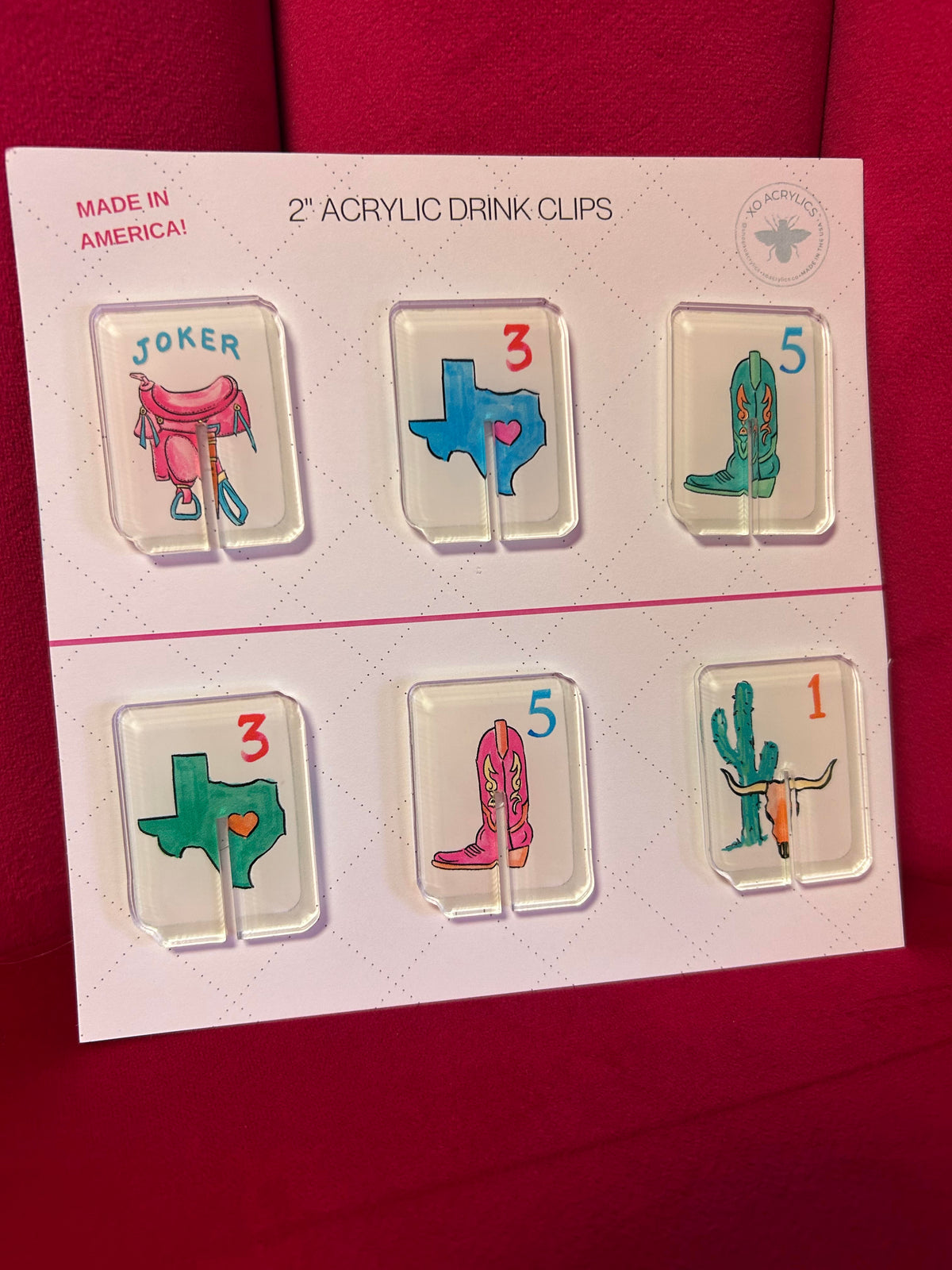 TEXAS ACRYLIC DRINK CLIPS