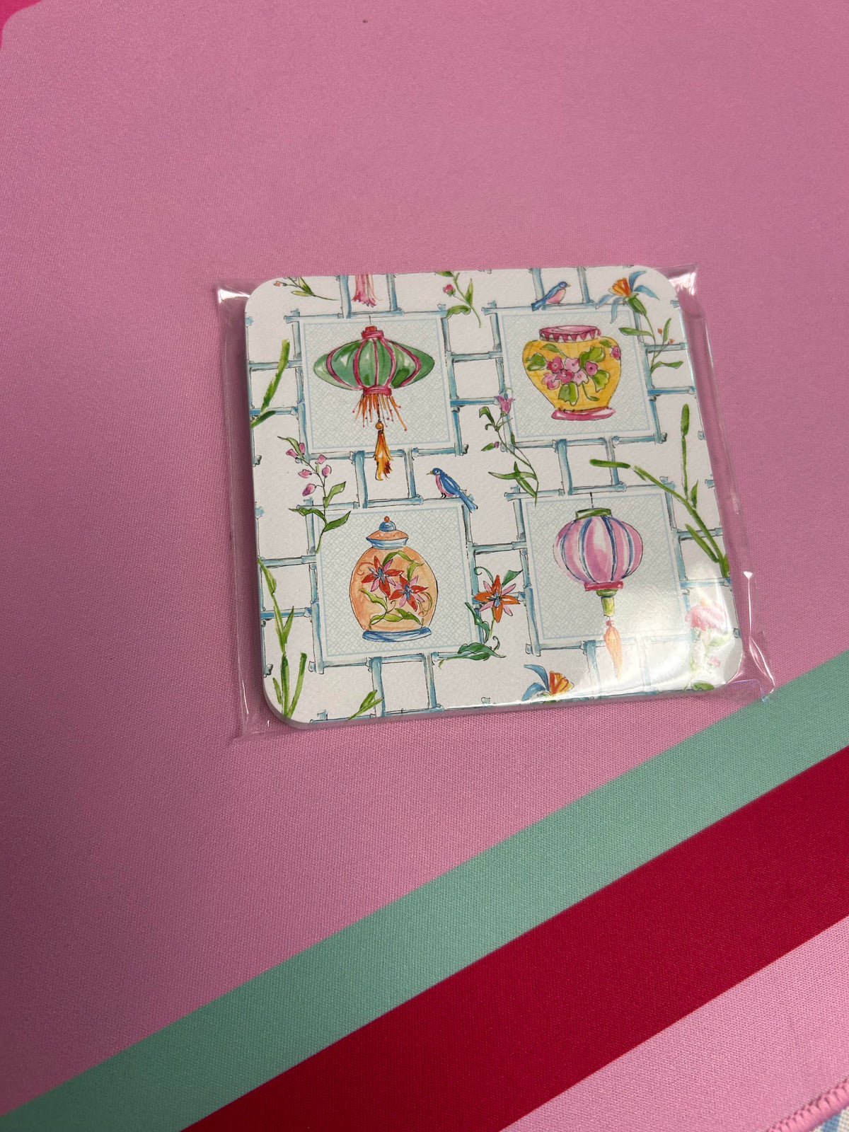 HAND PAINTED MAHJONG SQUARE COASTERS