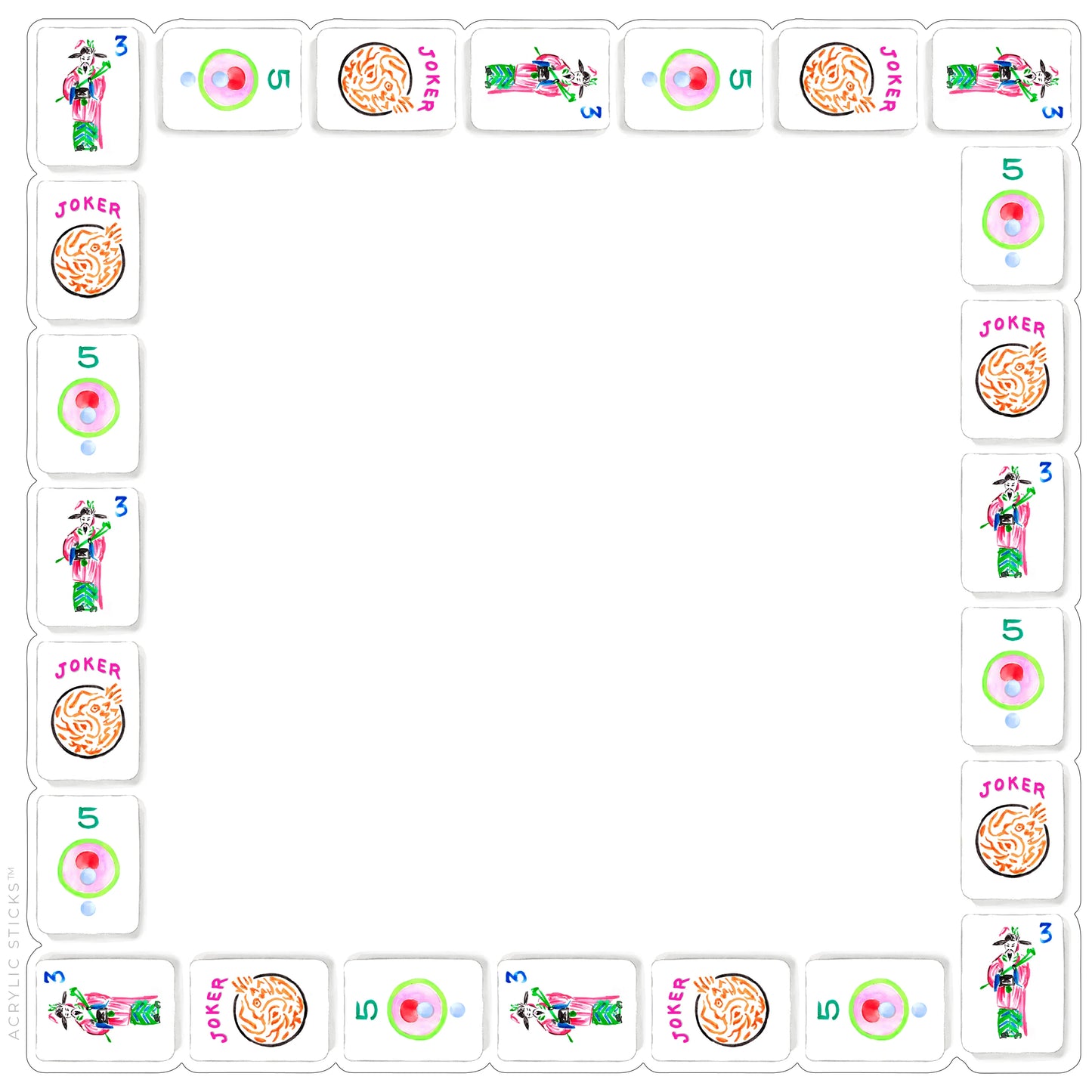 LET'S PLAY MAHJONG ACRYLIC FRAMED CHARCUTERIE BOARD