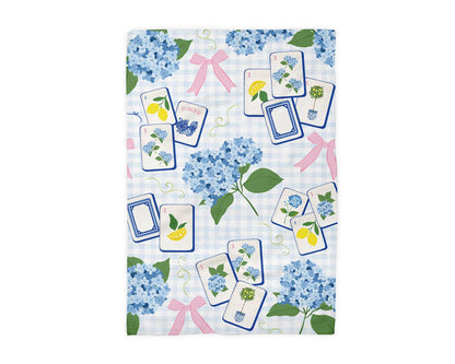 Mahjong Hydrangea Kitchen Towel Mahj Tile Decor Hostess Gift