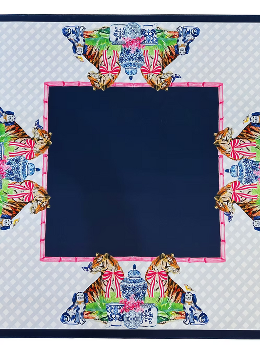 TG BLUE Mahjong Mat Chinoiserie