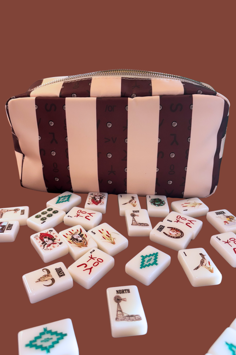Wild West Mahjong SET, includes Tiles, Racks (4), Tile bag, and Mat