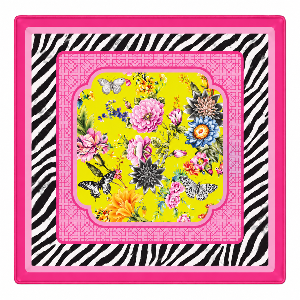 Pink Zebra in Bloom 33" Premium Padded Mahjong Mat