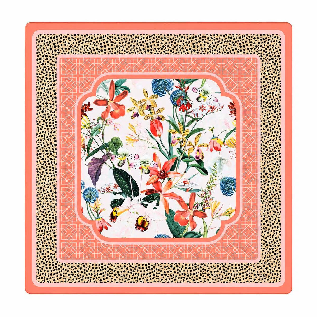 Peach Spotted Cheetah in Bloom 33" Mahjong Mat