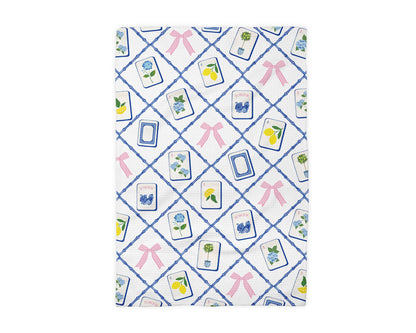 Mahjong Hydrangea Kitchen Towel Mahj Tile Decor Hostess Gift