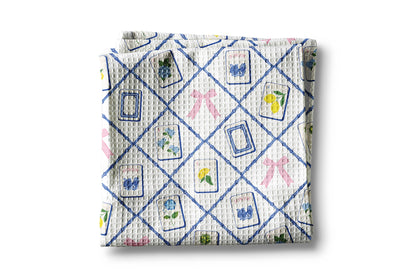 Mahjong Hydrangea Kitchen Towel Mahj Tile Decor Hostess Gift