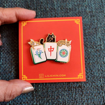 3 COOL CATS MAHJONG PIN