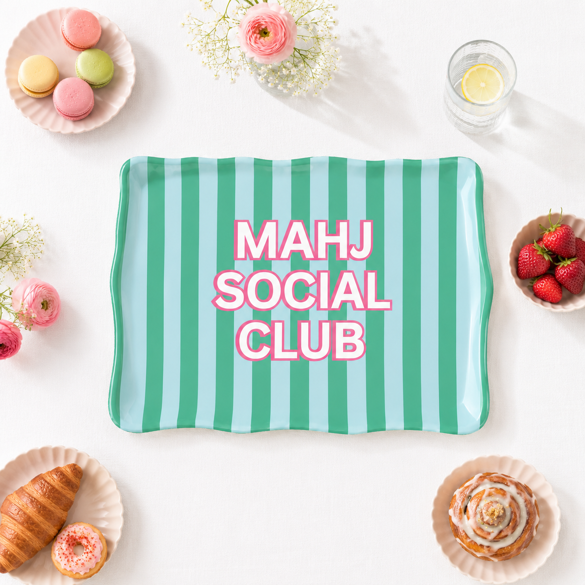15"X11" Mahjong Social Club Shatterproof Large Serving Tray
