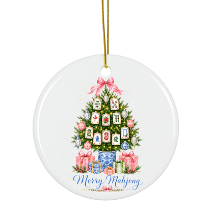 Merry Mahjong Ornament  | Ceramic Tile Design Holiday Decor