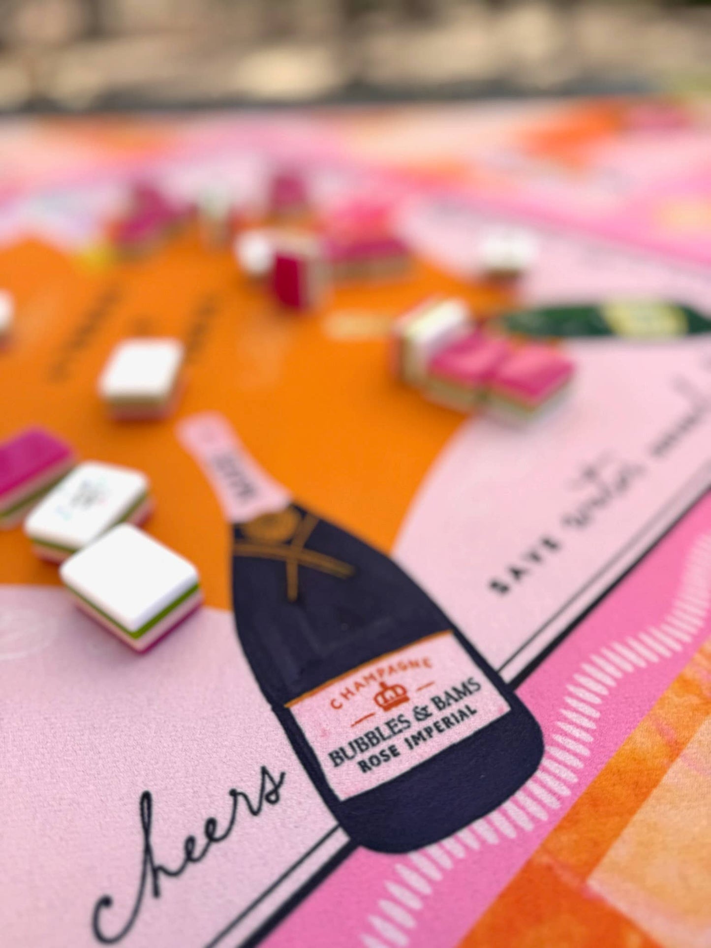 NEW NEOPRENE Bams & Bubbly Mahjong Mat | Champagne & Mahj
