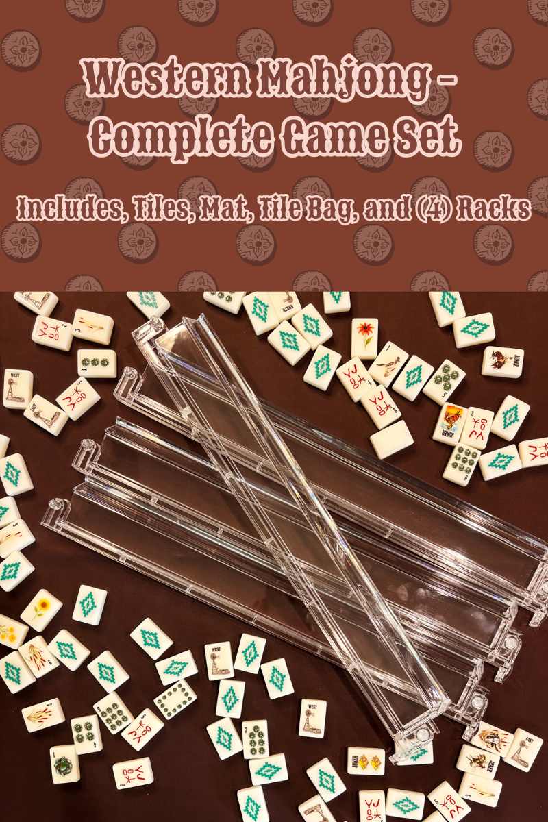 Wild West Mahjong SET, includes Tiles, Racks (4), Tile bag, and Mat
