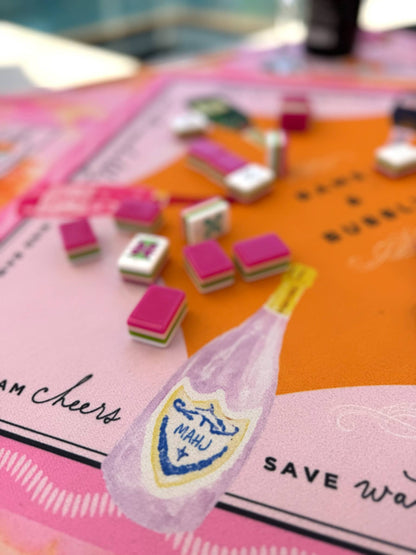 NEW NEOPRENE Bams & Bubbly Mahjong Mat | Champagne & Mahj