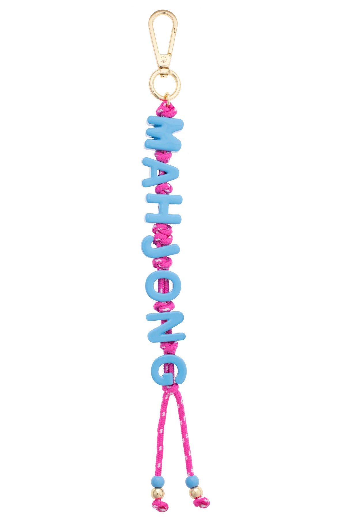 Mahjong Letter Bag Charm in Aqua & Light Pink