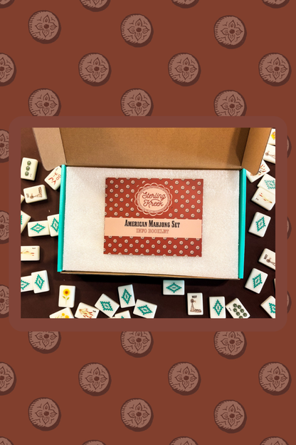 Wild West Mahjong SET, includes Tiles, Racks (4), Tile bag, and Mat