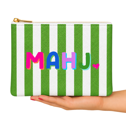 Mahjong Pouch | MAHJ Leather Flat Zip Mahjong gift 8"x10"