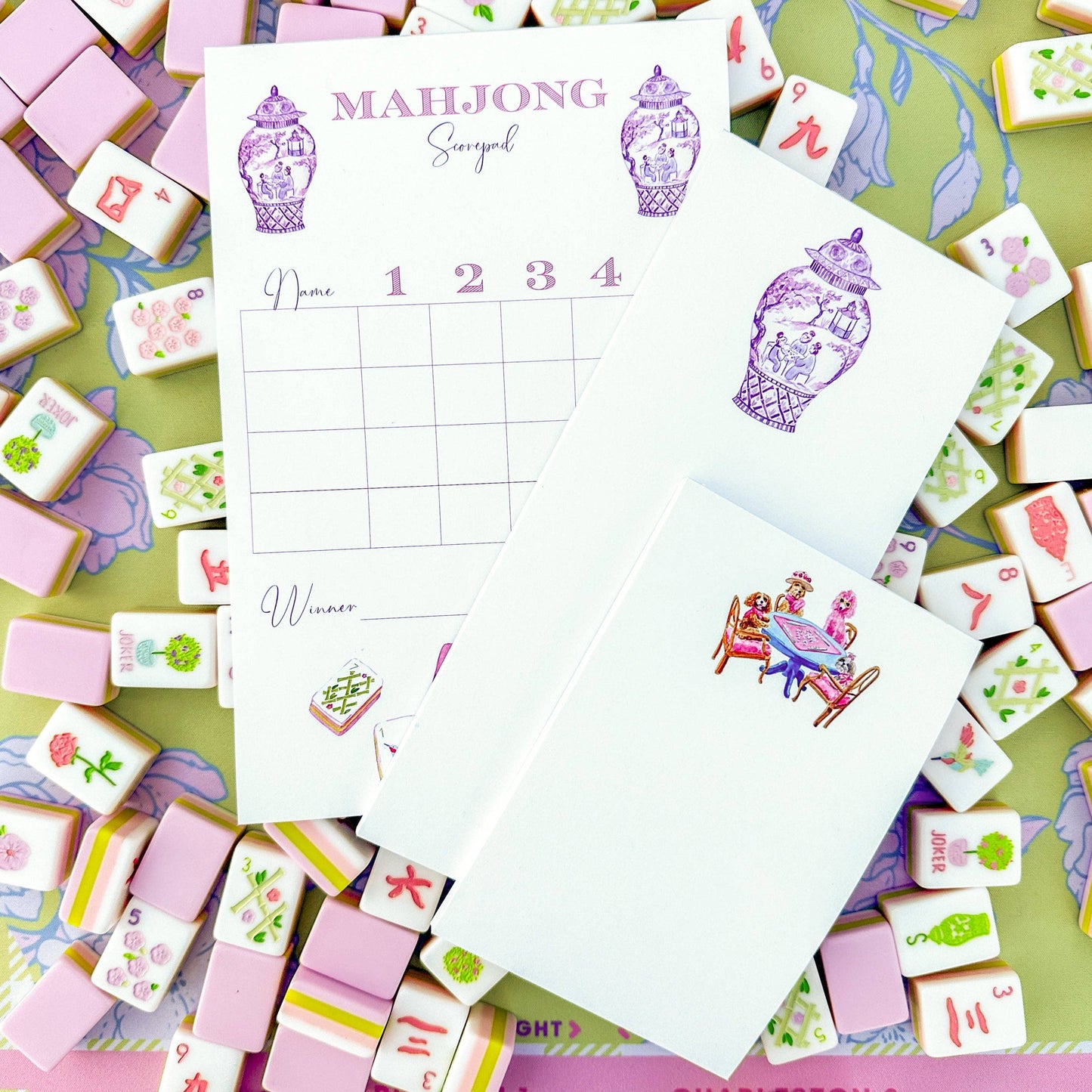 Dogs Playing Mahjong Notepad