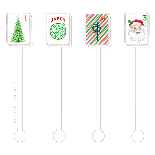 Christmas Mahjong Acrylic Stir Sticks