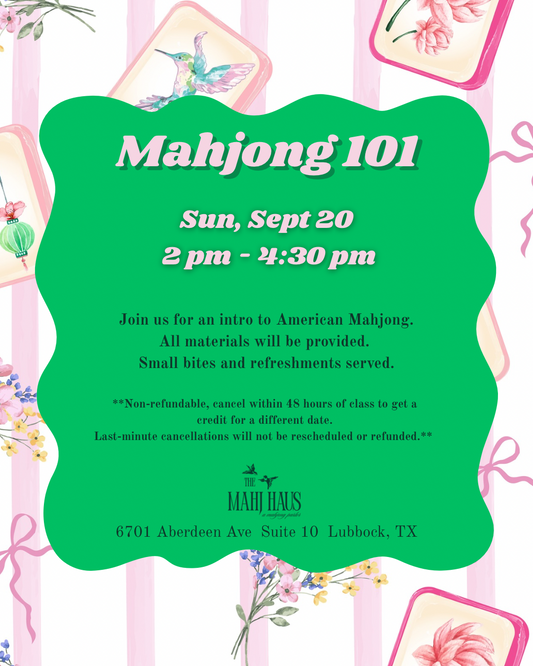 Mahjong 101 Sunday Sept 20