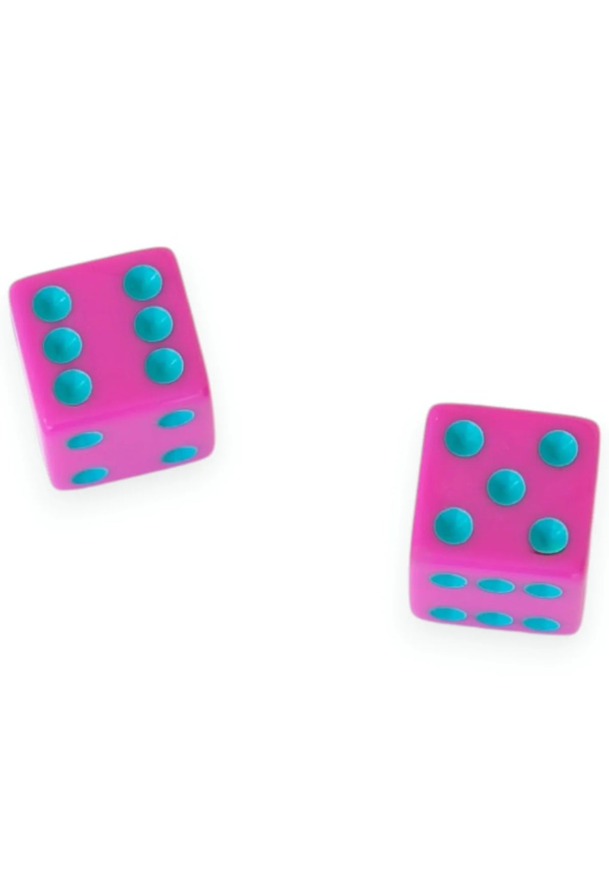 PEACE LOVE MAHJONG HOT PINK DICE WITH TURQUOISE DOTS