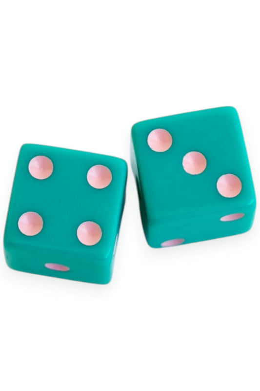 Dice - Turquoise Dice with Pink dots
