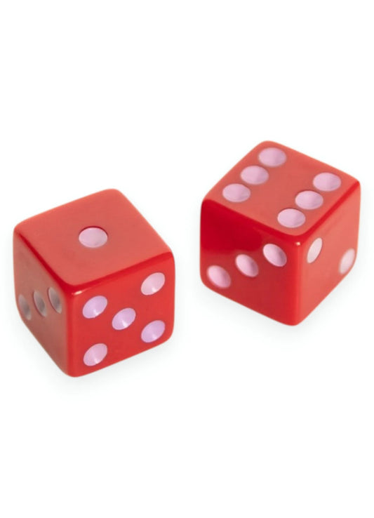 PEACE LOVE MAHJONG RED DICE WITH PINK DOTS