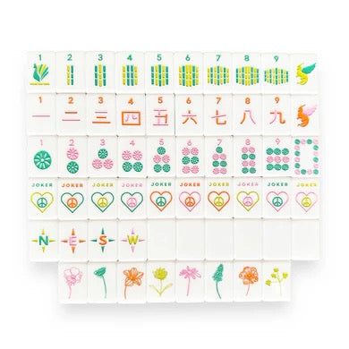 Peace Love Mahjong OG Mahj Tiles & Pouch - Vibrant Vibes