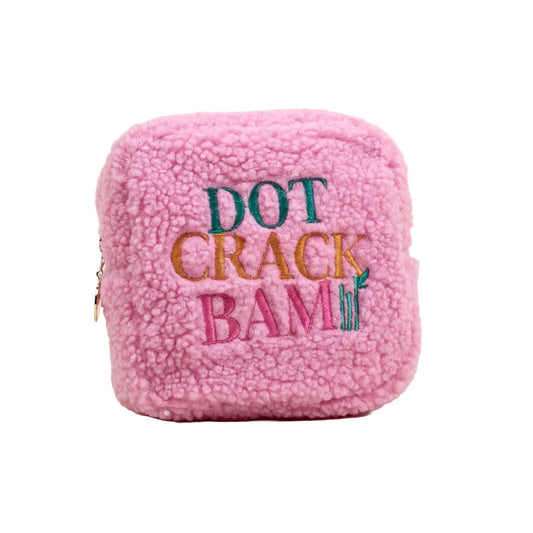 Pink Square Dot Crack Bam Teddy Pouch