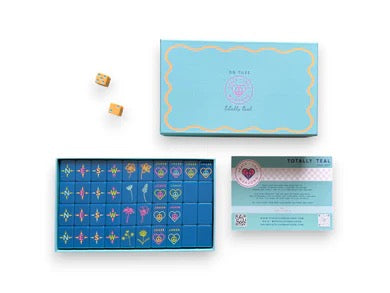 Peace Love Mahjong OG Mahj Tiles & Tile Bag - Totally Teal + Dice