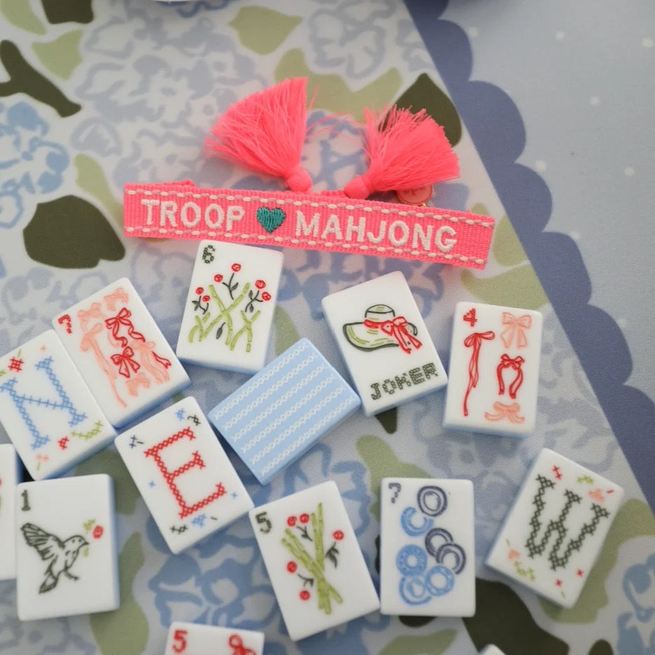 Troop Mahjong ADC hot pink tassle bracelet