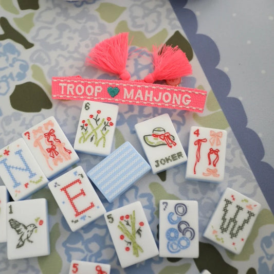 Troop Mahjong ADC hot pink tassle bracelet