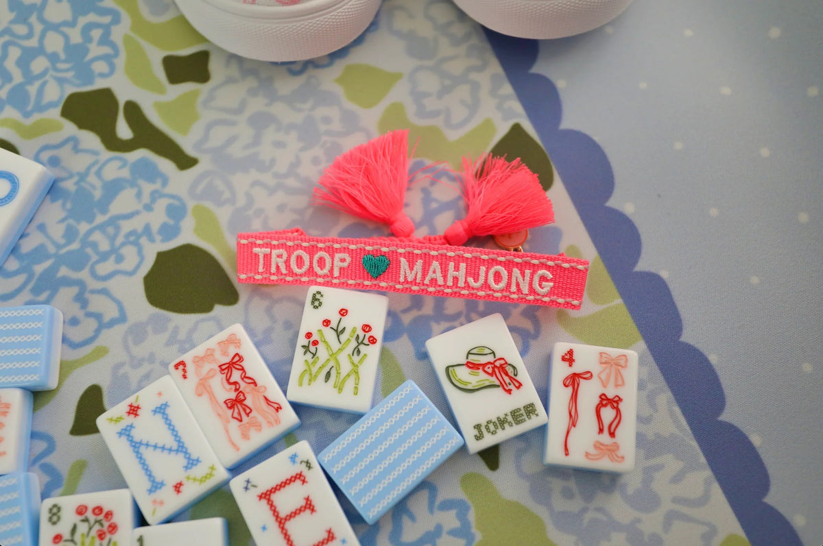 Troop Mahjong ADC hot pink tassle bracelet