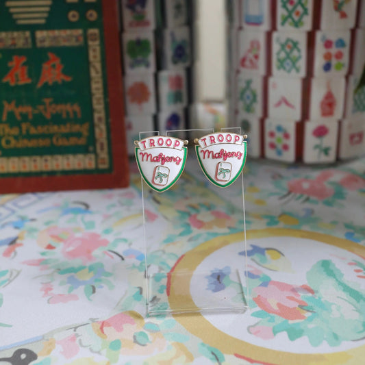 Troop Mahjong Crest Stud Earrings