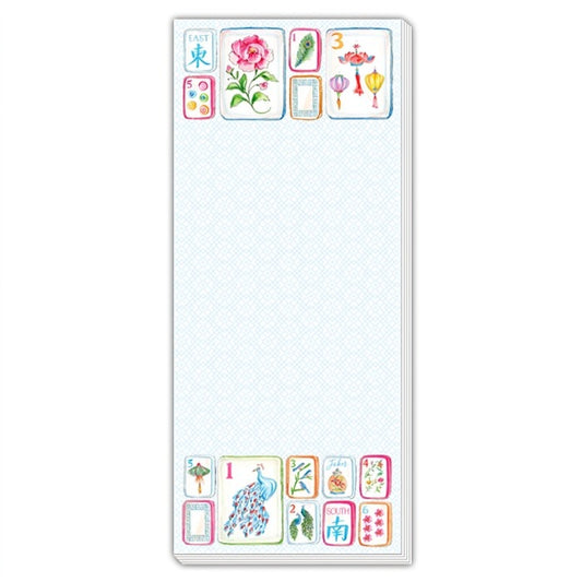 Colorful Mahjong Tiles with Flowers and Birds Skinny Notepad
