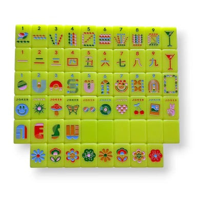 Peace Love Mahjong Mod Chartreuse Mahjong Tiles + Tile Pouch + Dice