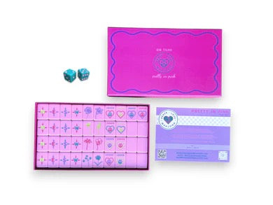 Peace Love Mahjong OG Pretty in Pink Mahjong Tiles + Tile Pouch + Dice