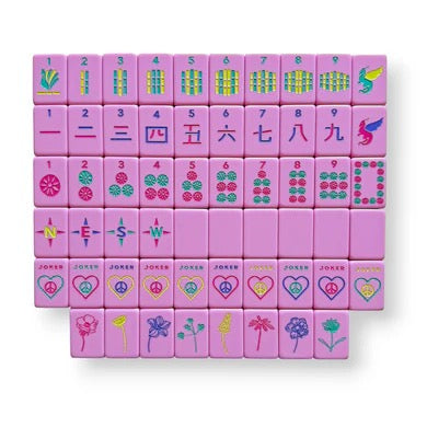 Peace Love Mahjong OG Pretty in Pink Mahjong Tiles + Tile Pouch + Dice
