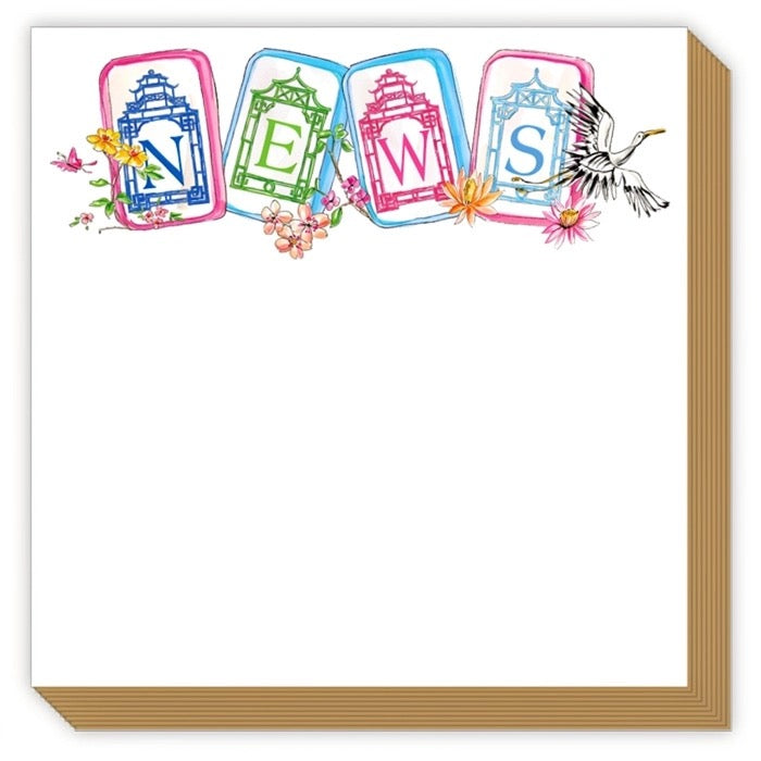 News Mahjong Tiles with Flowers Luxe Notepad