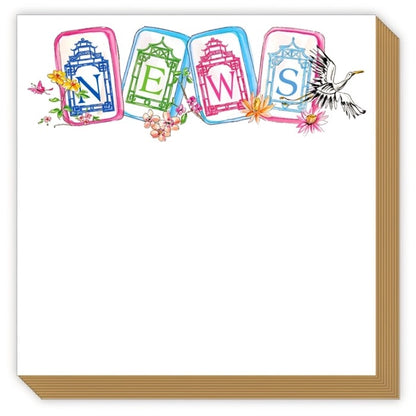 News Mahjong Tiles with Flowers Luxe Notepad