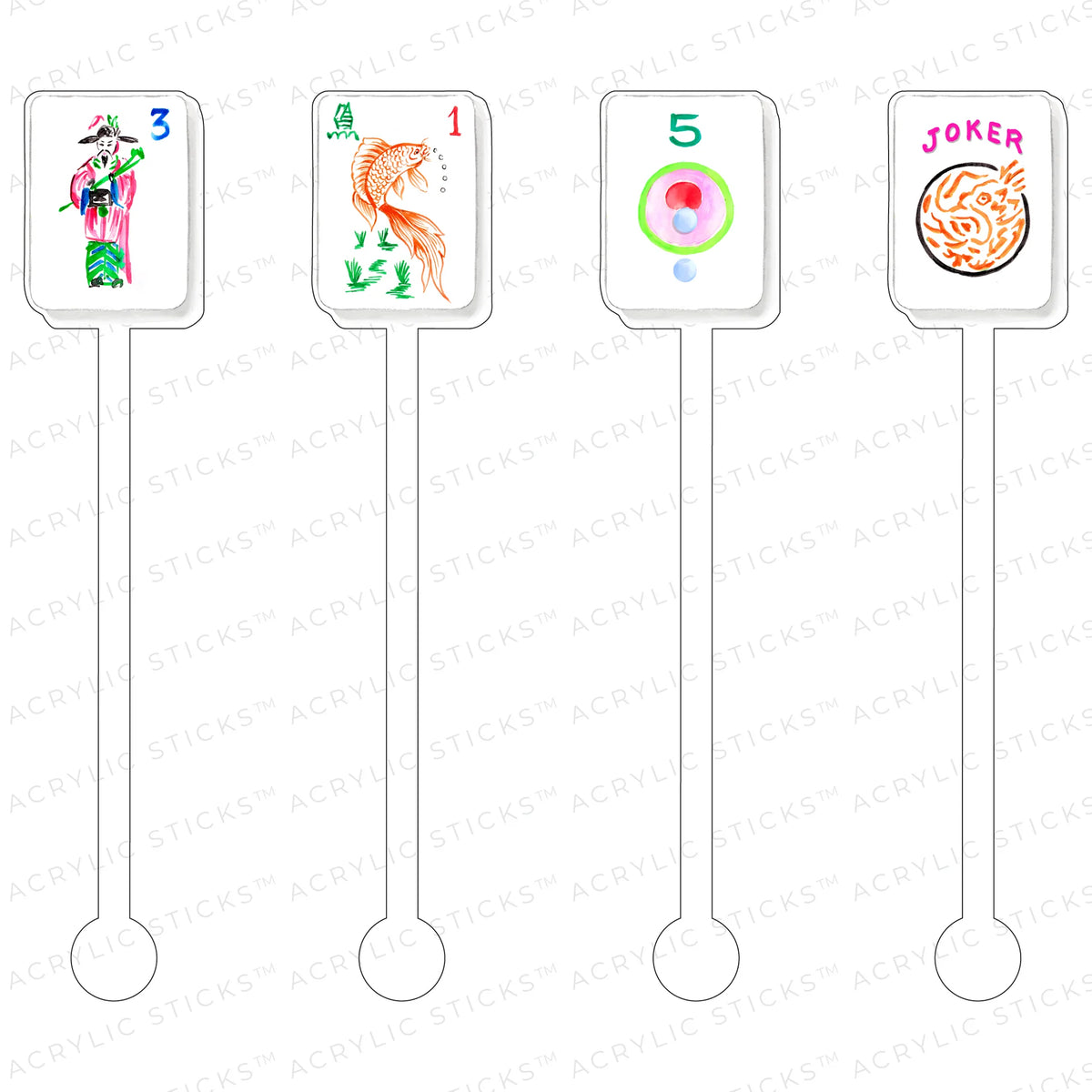 LET'S PLAY MAHJONG ACRYLIC STIR STICKS