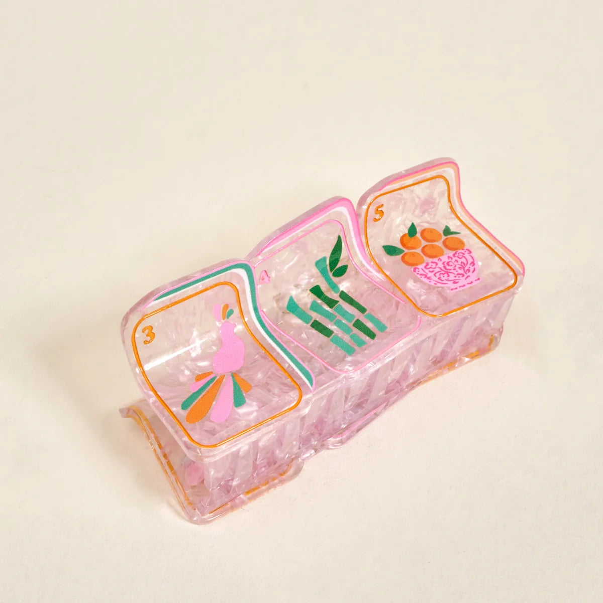 MAHJONG TILE HAIR CLIP - PINK