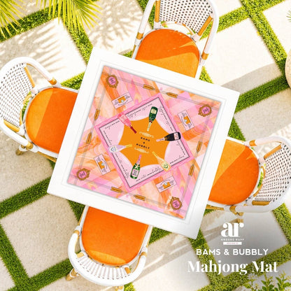 NEW NEOPRENE Bams & Bubbly Mahjong Mat | Champagne & Mahj
