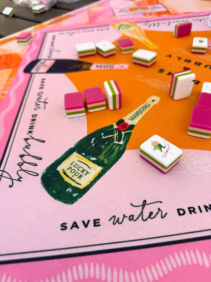 NEW NEOPRENE Bams & Bubbly Mahjong Mat | Champagne & Mahj