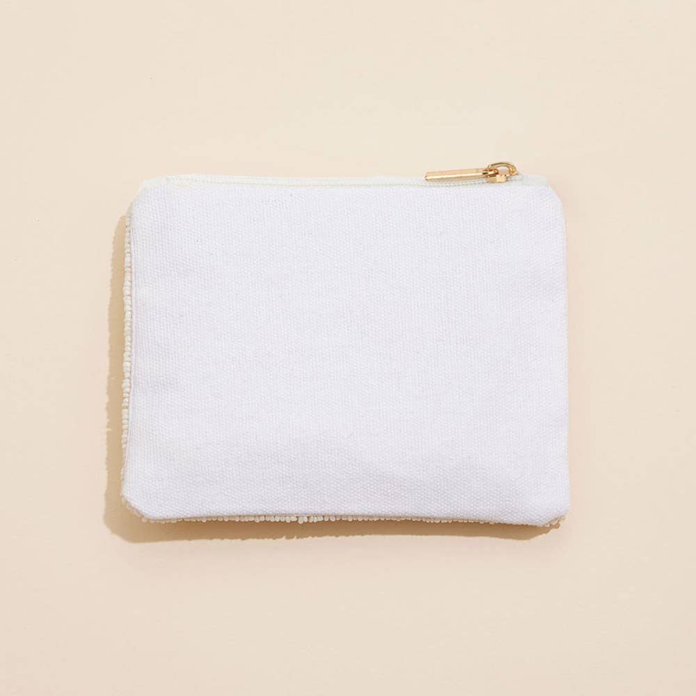 MAHJONG QUEEN Seed Beaded Mini Pouch Bag