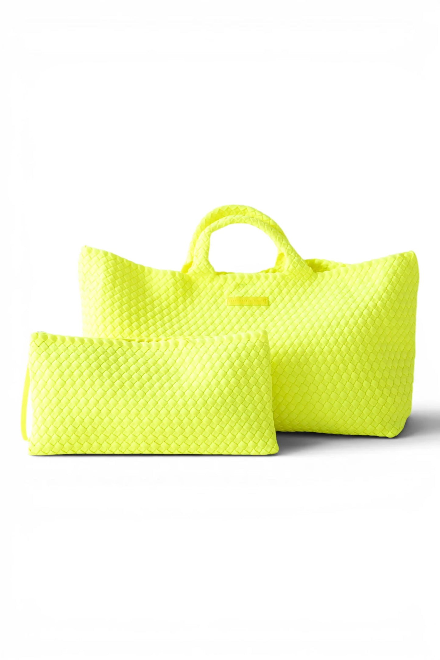 CHARTREUSE PEACE LOVE MAHJONG WOVEN CARRYALL & TILE POUCH