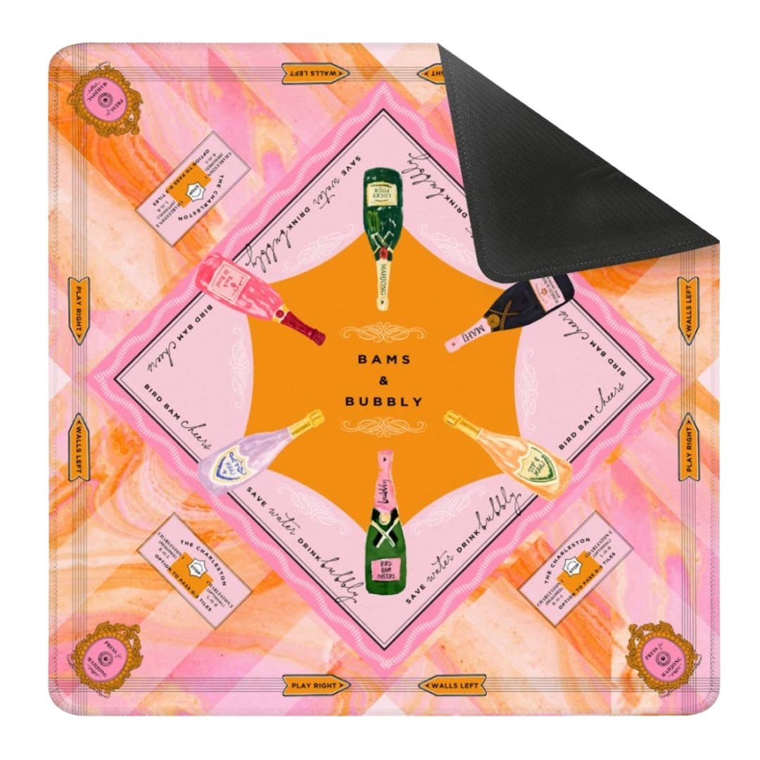 NEW NEOPRENE Bams & Bubbly Mahjong Mat | Champagne & Mahj